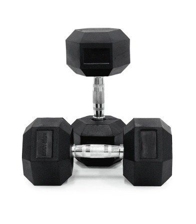 27.5 kg Body Iron Commercial Rubber Hex Dumbbell Pair